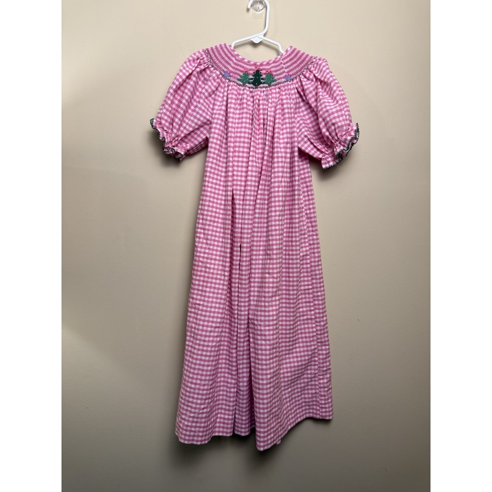 Pink Gingham Smocked Heirloom Christmas Dress Size 8